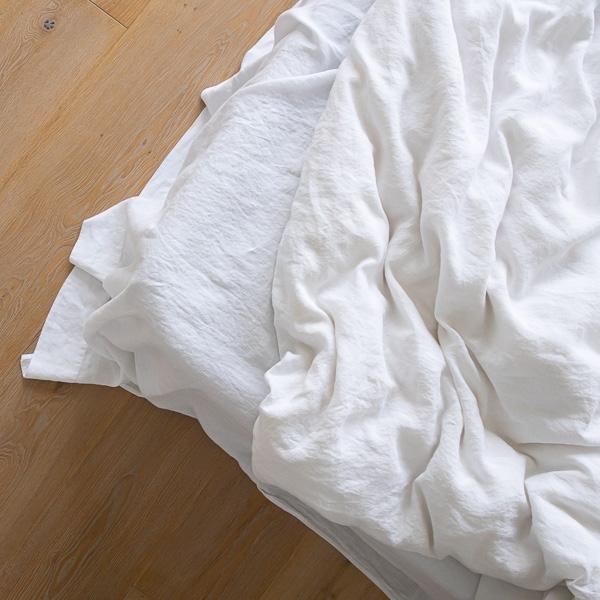 Linenme Optical White Linen Flat Sheet Stone Washed
