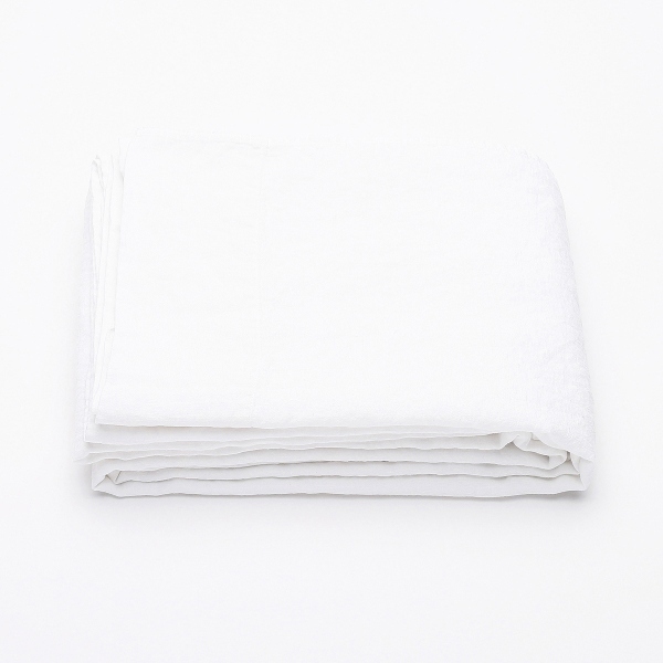 Linenme Optical White Linen Flat Sheet Stone Washed
