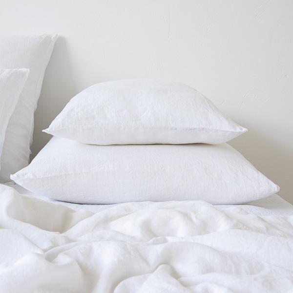 Linenme Optical White Linen Pillow Case Stone Washed
