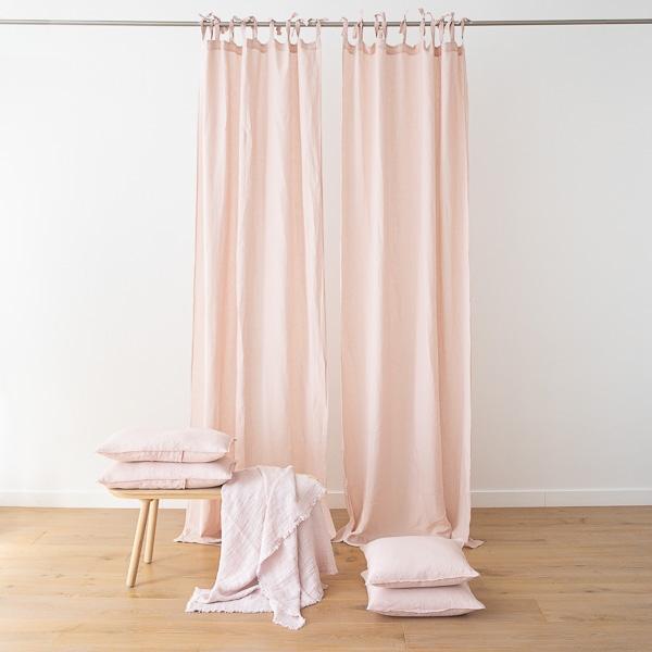 Linenme Rosa Stone Washed Linen Curtain Panel With Ties