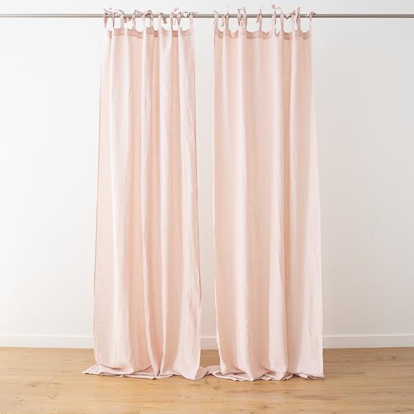 Linenme Rosa Stone Washed Linen Curtain Panel With Ties