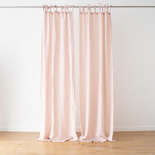 Linenme Rosa Stone Washed Linen Curtain Panel With Ties