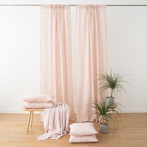 linenme Rosa Stone Washed Rod Pocket Linen Curtain Panel