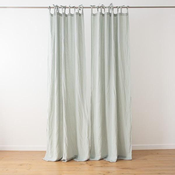 Linenme Sea Foam Stone Washed Linen Curtain Panel With Ties