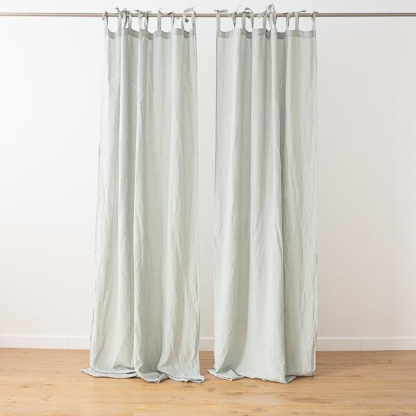 Linenme Sea Foam Stone Washed Linen Curtain Panel With Ties