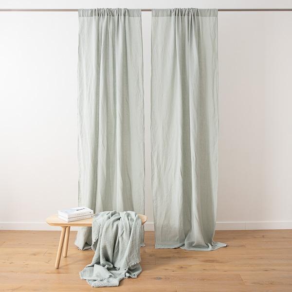 Linenme Sea Foam Stone Washed Rod Pocket Linen Curtain Panel