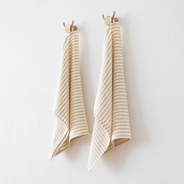 Linenme Set Of 2 Antique Gold Linen Tea Towels Brittany