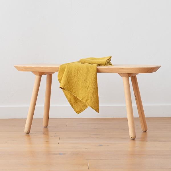 Linenme Set Of 2 Antique Gold Linen Waffle Hand Towels Washed