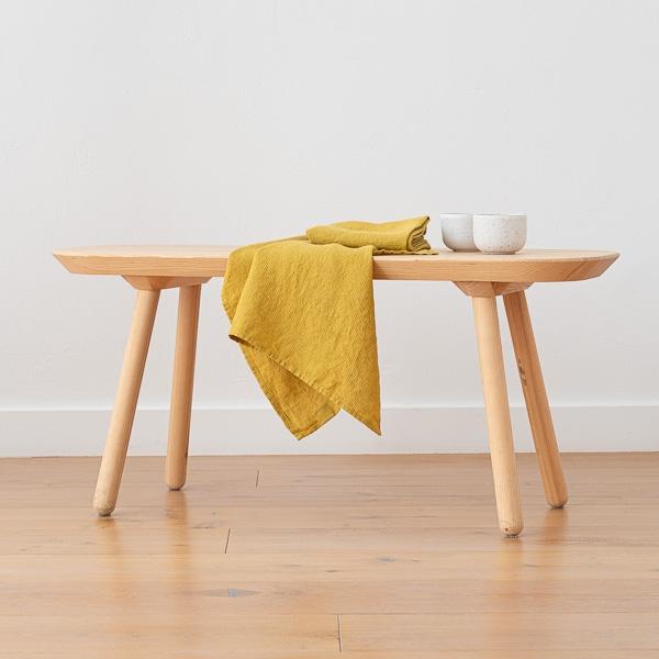 Linenme Set Of 2 Antique Gold Linen Waffle Hand Towels Washed