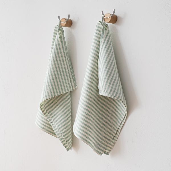Linenme Set Of 2 Aqua Foam Linen Hand Towels Brittany