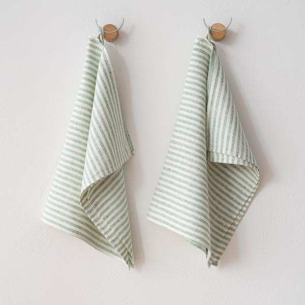 linenme Set of 2 Aqua Foam Linen Hand Towels Brittany
