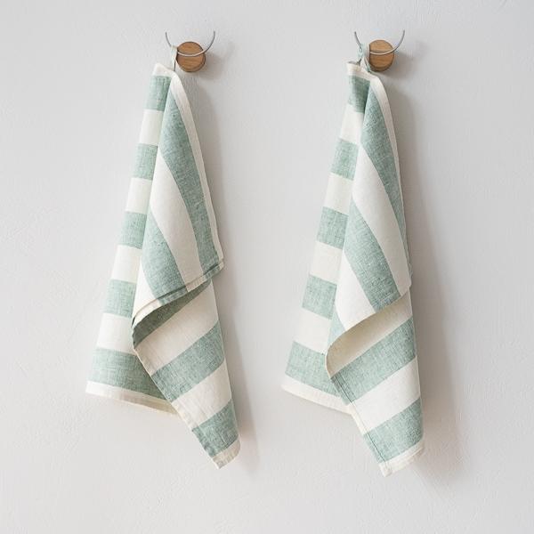linenme Set of 2 Aqua Foam Linen Hand Towels Philippe