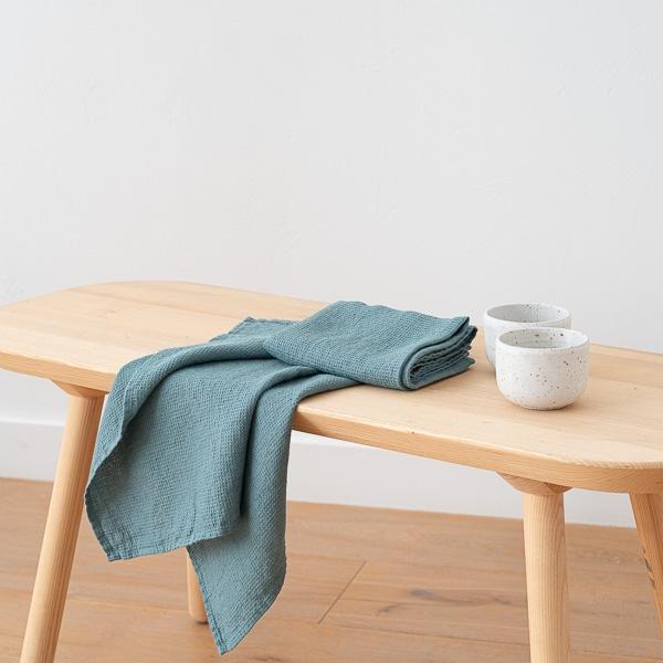 Linenme Set Of 2 Arctic Linen Waffle Hand Towels Washed