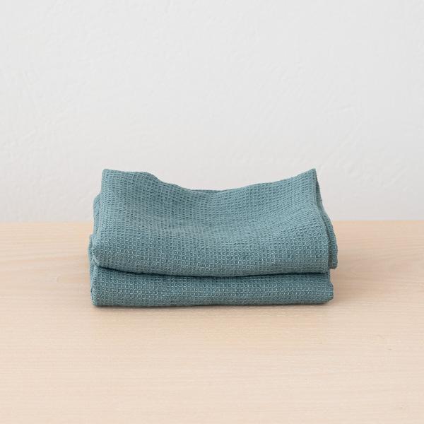 linenme Set of 2 Arctic Linen Waffle Hand Towels Washed