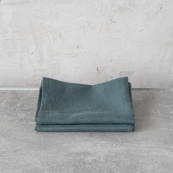 Linenme Set Of 2 Balsam Green Linen Hand And Guest Towels Lara