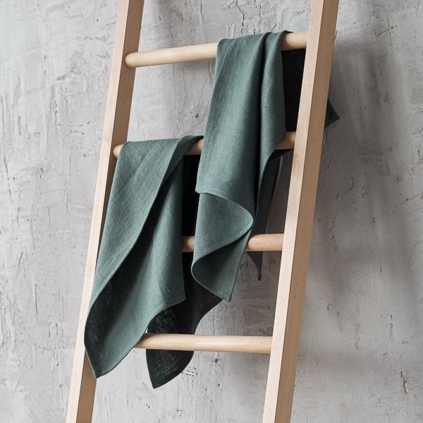 Linenme Set Of 2 Balsam Green Linen Hand And Guest Towels Lara