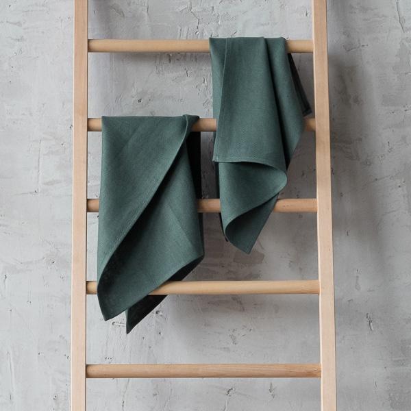 Linenme Set Of 2 Balsam Green Linen Tea Towels Lara