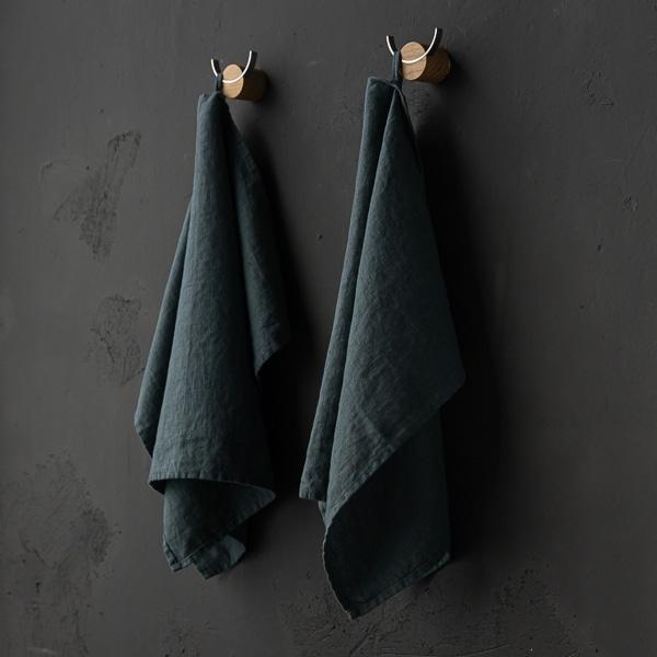 Linenme Set Of 2 Balsam Green Linen Tea Towels Terra