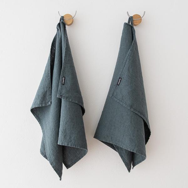Linenme Set Of 2 Balsam Green Linen Tea Towels Terra