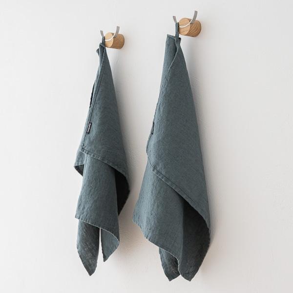 Linenme Set Of 2 Balsam Green Linen Tea Towels Terra