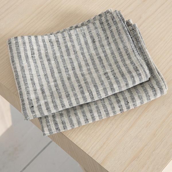 Linenme Set Of 2 Black Natural Linen Hand Towels Brittany