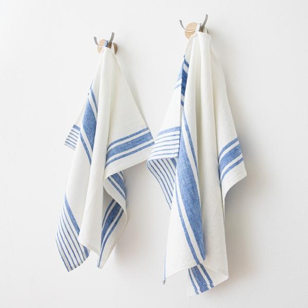 Linenme Set Of 2 Blue Linen Hand And Towels Tuscany