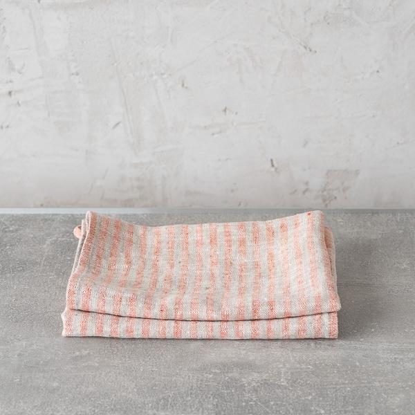 Linenme Set Of 2 Brick Natural Linen Hand Towels Brittany