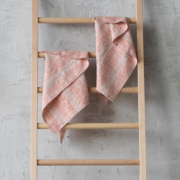 Linenme Set Of 2 Brick Natural Linen Tea Towels Multistripe