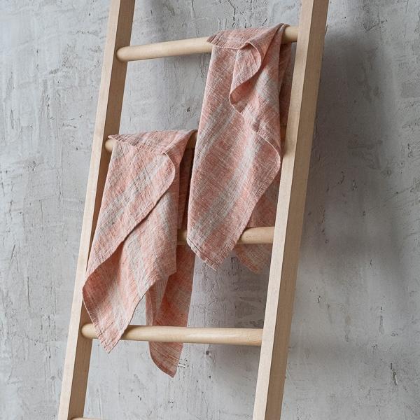 Linenme Set Of 2 Brick Natural Linen Tea Towels Multistripe