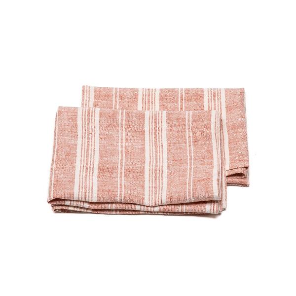 Linenme Set Of 2 Brick White Linen Tea Towels Multistripe