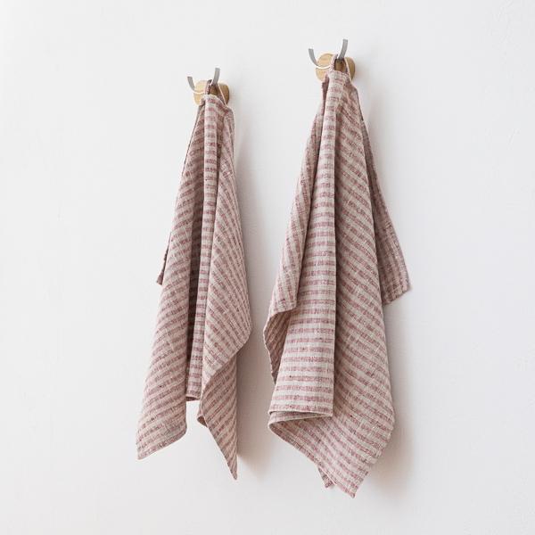 linenme Set of 2 Cherry Natural Linen Tea Towels Brittany
