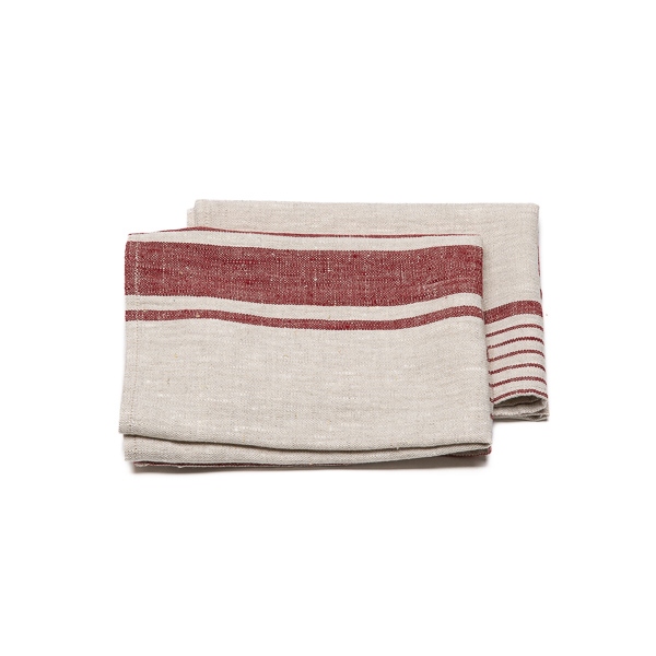 Linenme Set Of 2 Cherry Striped Linen Tea Towels Provence