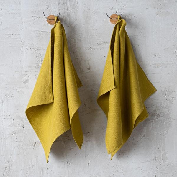 linenme Set of 2 Citrine Linen Hand and Guest Towels Lara