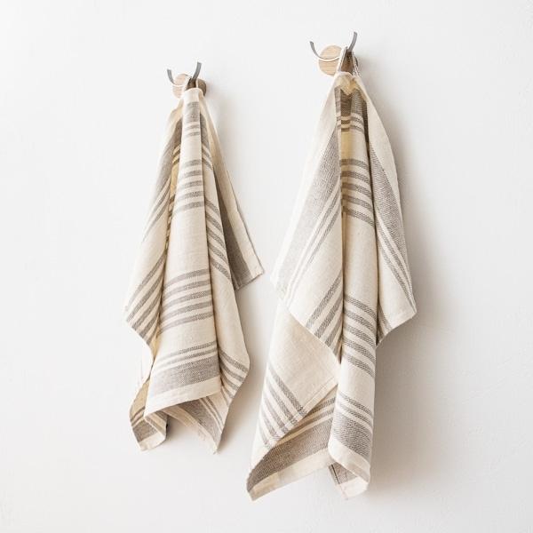 linenme Set of 2 Cream Linen Hand and Guest Towels Linum