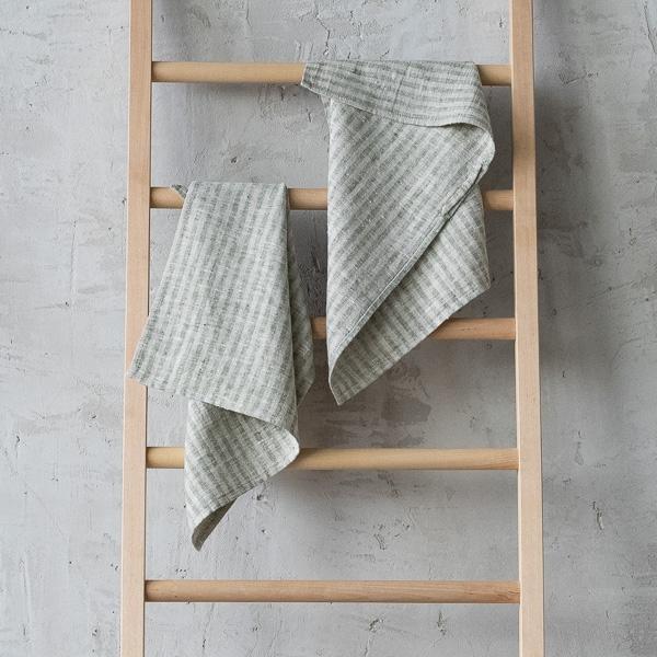 Linenme Set Of 2 Forest Green Natural Linen Hand Towels Brittany