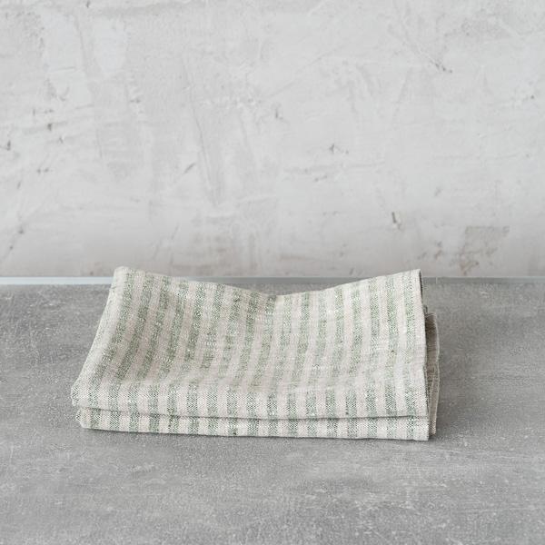 Linenme Set Of 2 Forest Green Natural Linen Tea Towels Brittany