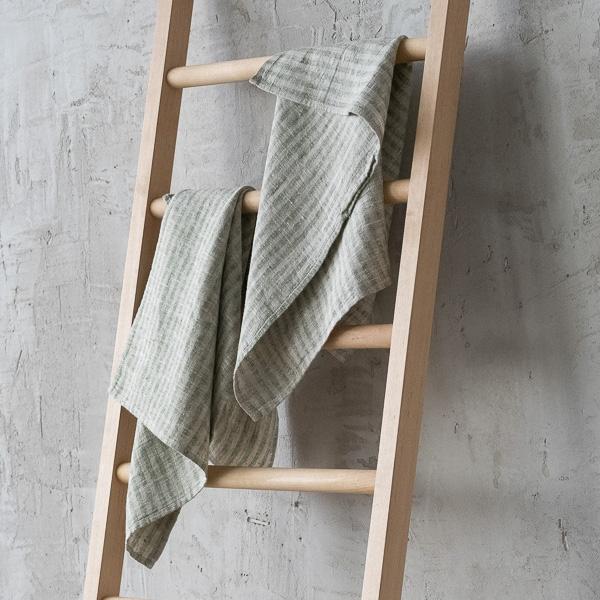 Linenme Set Of 2 Forest Green Natural Linen Tea Towels Brittany