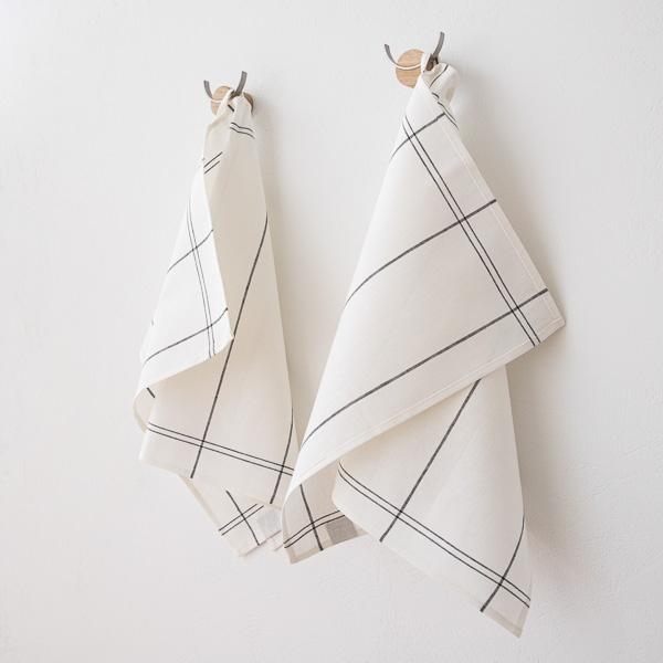 Linenme Set Of 2 Graphite Uno Linen Cotton Kitchen Towels Florence