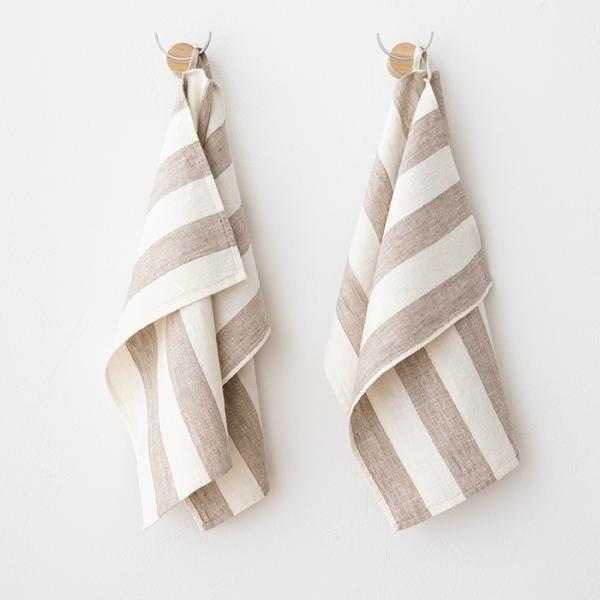 Linenme Set Of 2 Grey Linen Hand And Guest Towels Philippe