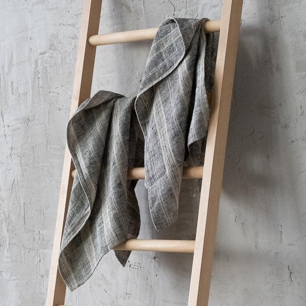 Linenme Set Of 2 Hand And Guest Towels Black Multi Striped Linen