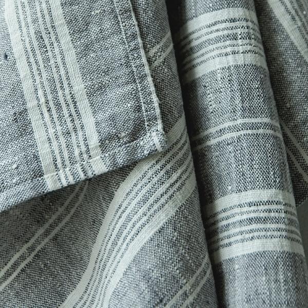 Linenme Set Of 2 Hand Towels Graphite Multistripe Linen