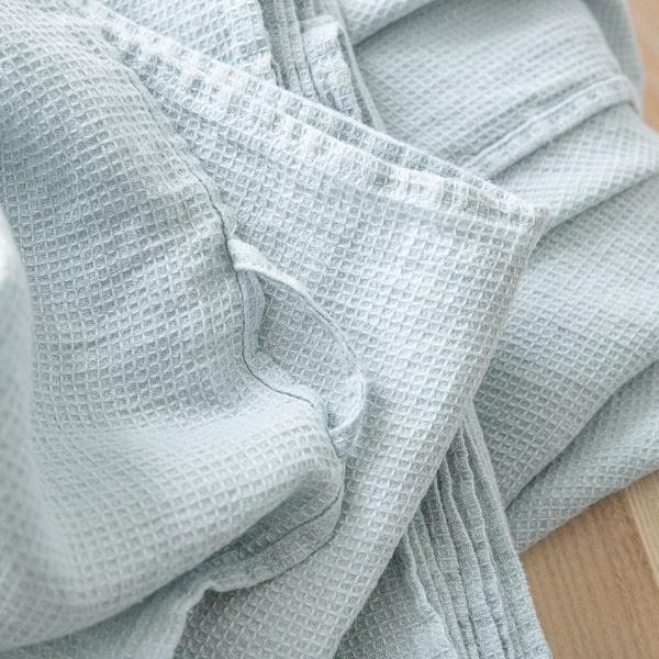 Linenme Set Of 2 Ice Blue Linen Waffle Hand Towels Washed