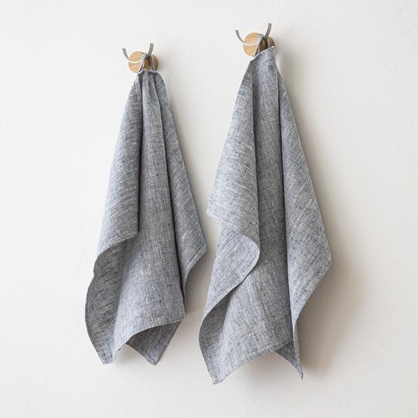 Linenme Set Of 2 Indigo Linen Hand Towels Francesca