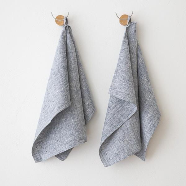 linenme Set of 2 Indigo Linen Hand Towels Francesca