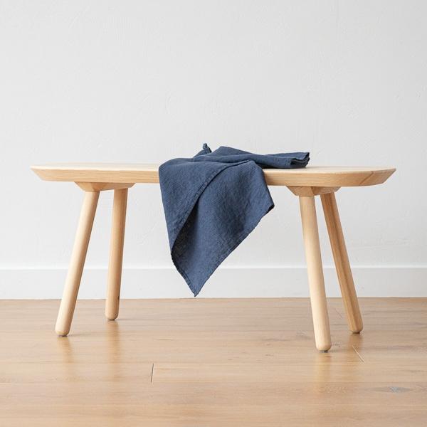 Linenme Set Of 2 Indigo Linen Waffle Hand Towels Washed