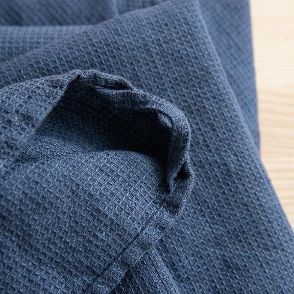 Linenme Set Of 2 Indigo Linen Waffle Hand Towels Washed