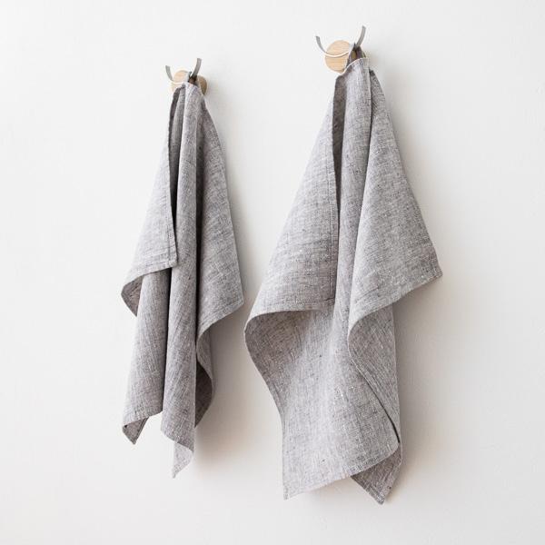 Linenme Set Of 2 Linen Hand Towels Graphite Francesca