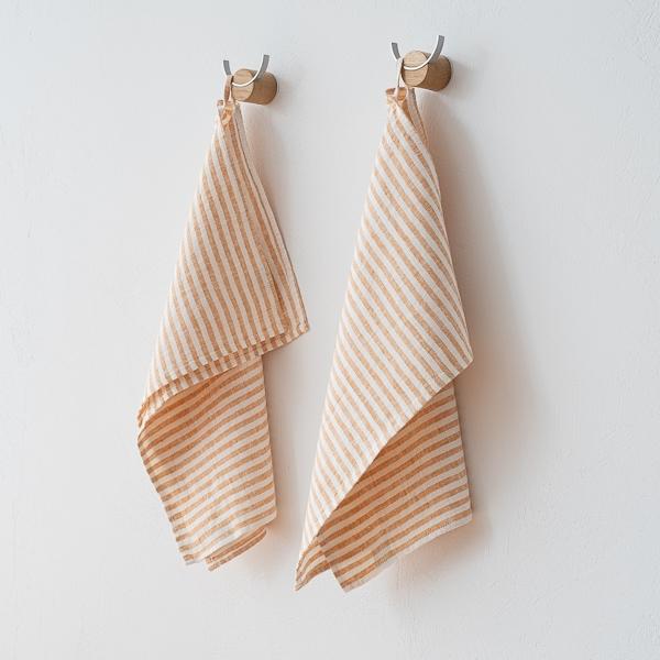 Linenme Set Of 2 Linen Hand Towels New Gold Brittany