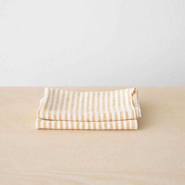 Linenme Set Of 2 Linen Hand Towels New Gold Brittany