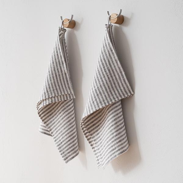 Linenme Set Of 2 Linen Hand Towels New Graphite Brittany